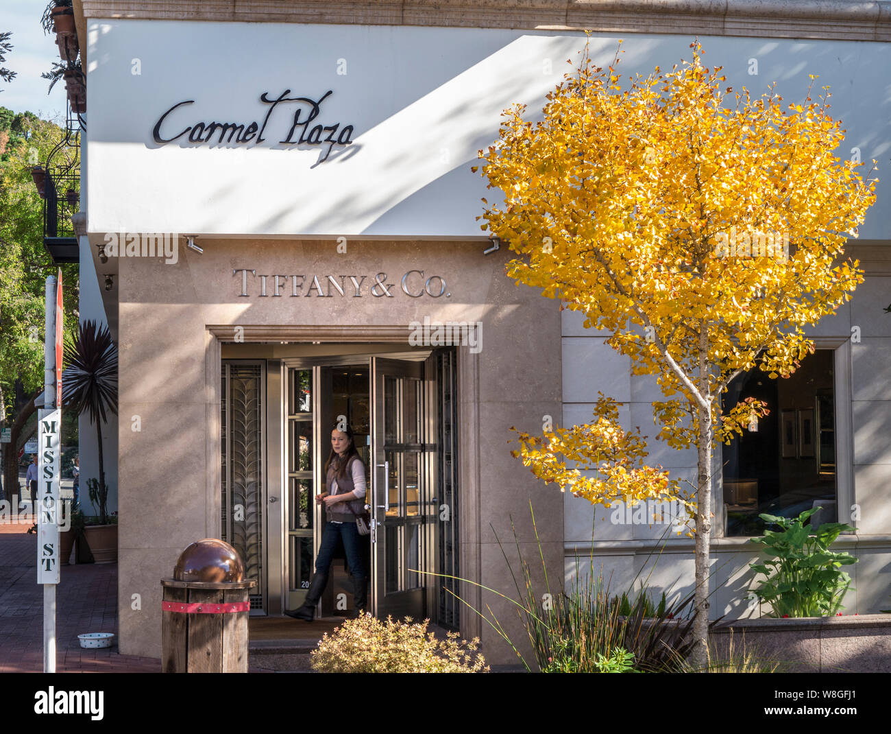 Tiffany & Co, Jewellery Store Carmel California renowned fine jewellery store on Mission Street Carmel Plaza, Carmel by the Sea, Monterey California USA  Autumnal  season Stock Photo