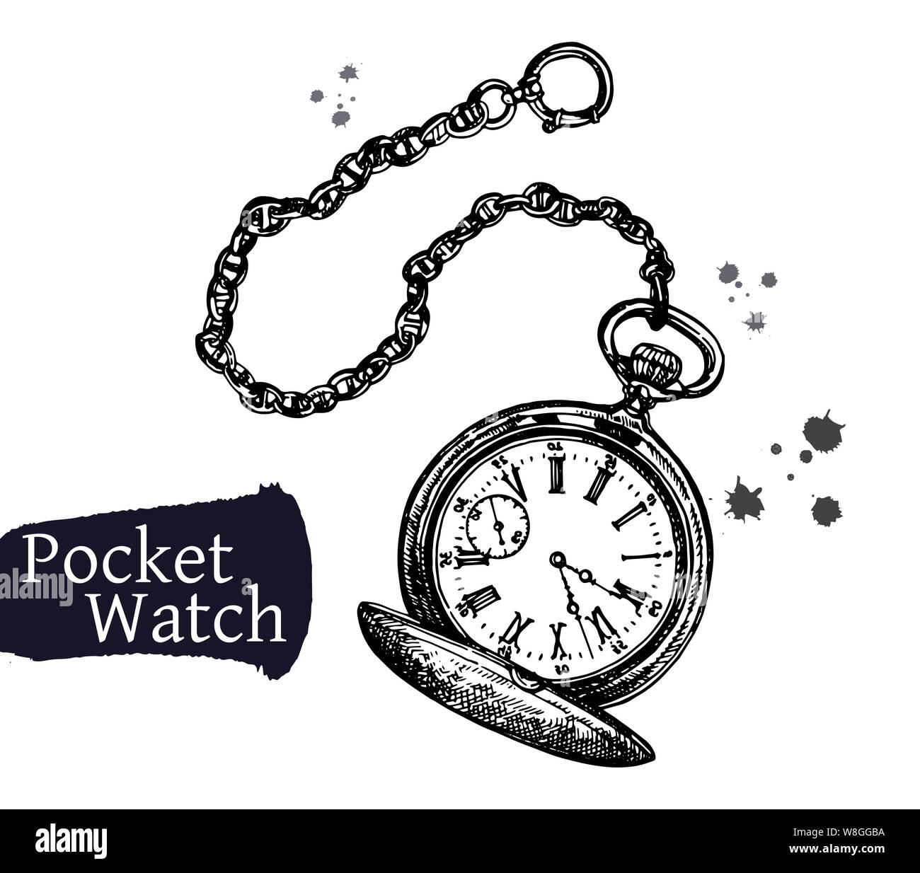 Pocket watch deals with chain drawing