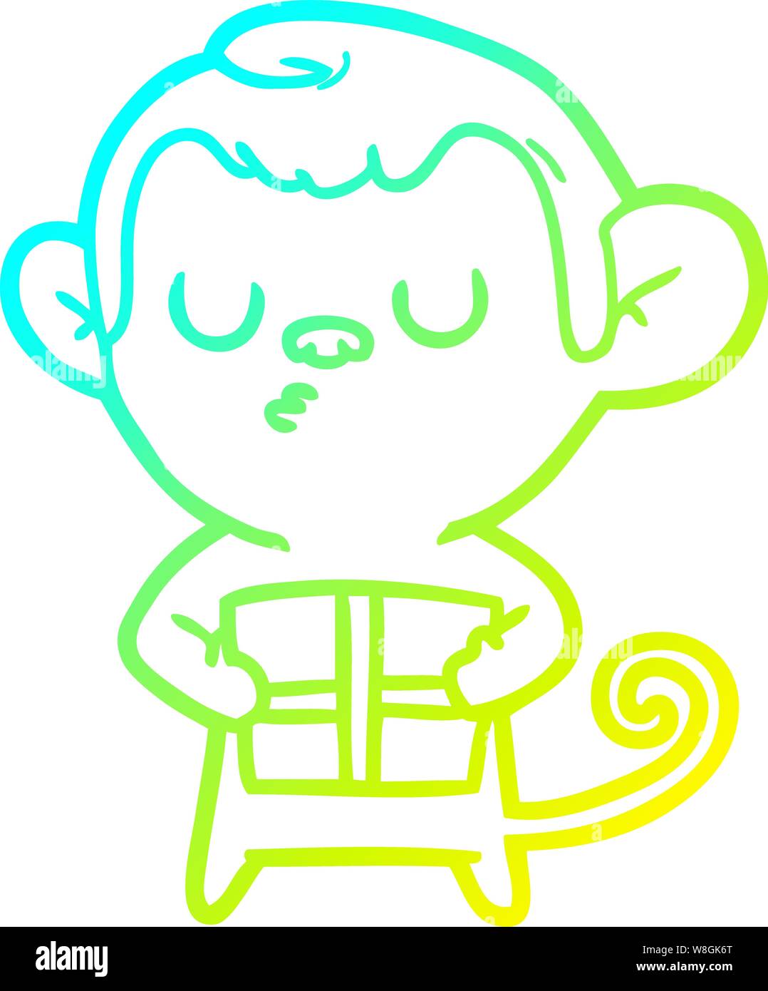 cold gradient line drawing of a cartoon monkey Stock Vector Image & Art ...