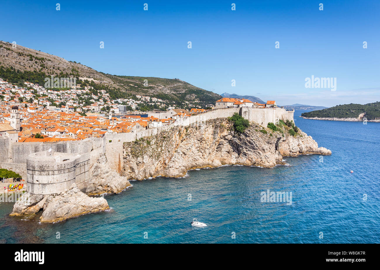 Aerial view of amazing Dubrovnik old town in Croatia Stock Photo