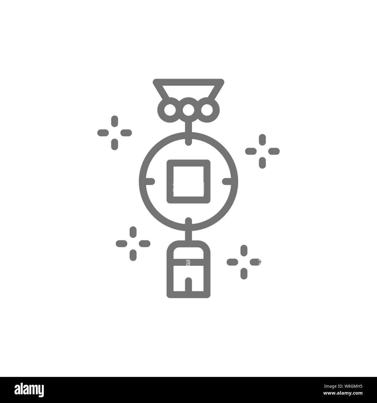 Chinese charm, feng shui coin line icon. Stock Vector