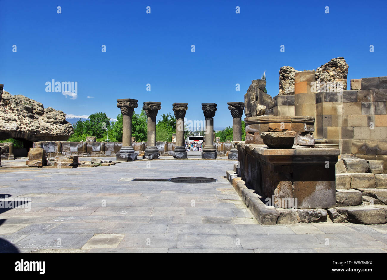 Zvartnots, ruins of ancient temple in Armenia Stock Photo
