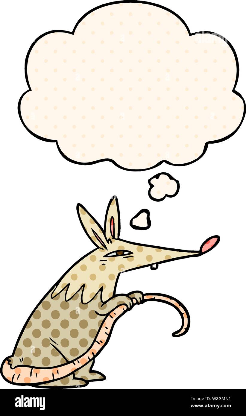 cartoon rat with thought bubble in comic book style Stock Vector