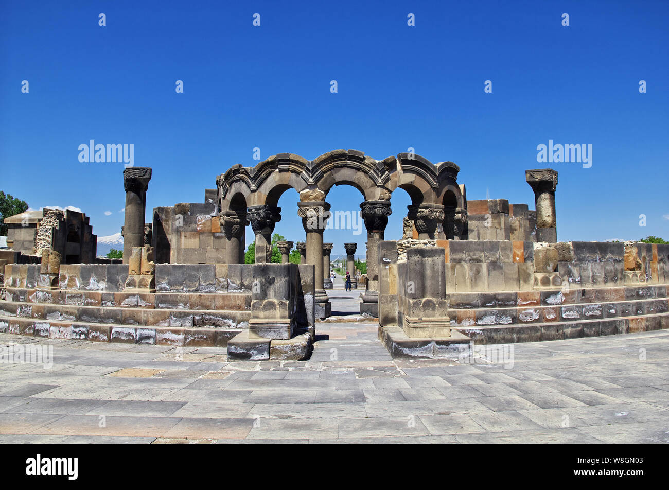 Zvartnots, ruins of ancient temple in Armenia Stock Photo