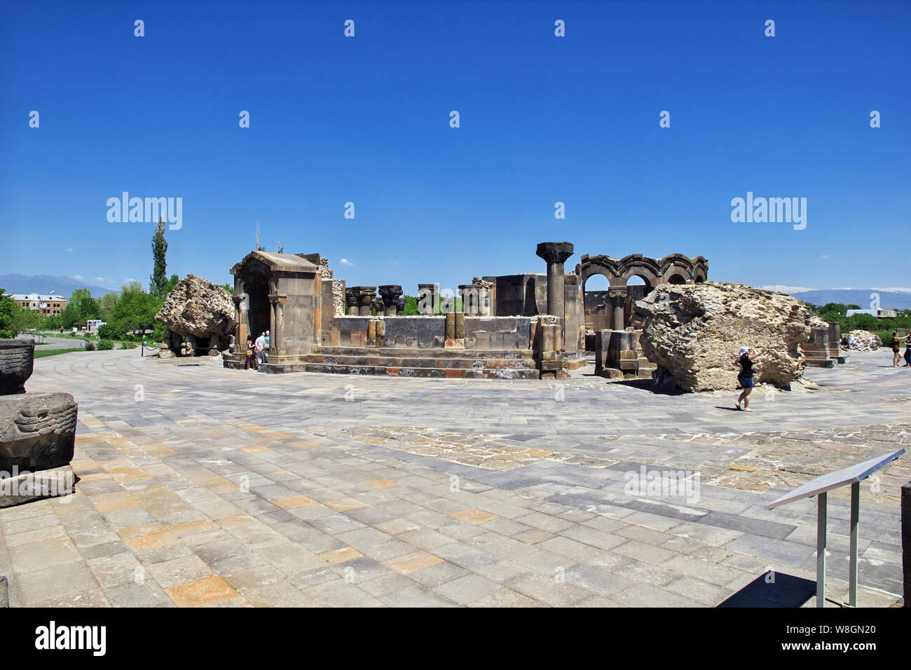 Zvartnots / Armenia - 02 MAY 2013: Zvartnots, ruins of ancient temple in Armenia Stock Photo