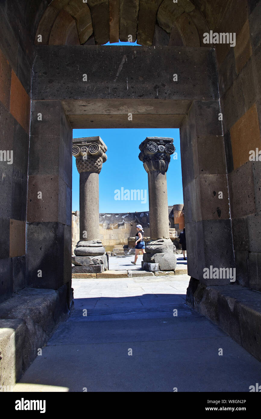 Zvartnots / Armenia - 02 MAY 2013: Zvartnots, ruins of ancient temple in Armenia Stock Photo