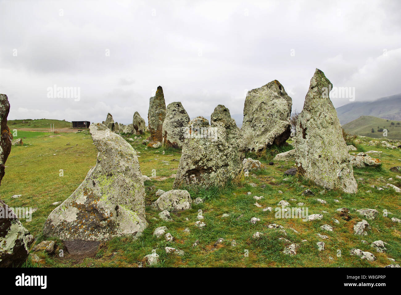 Zorats Karer, Karahunj - Ancient ruins in Armenia Stock Photo