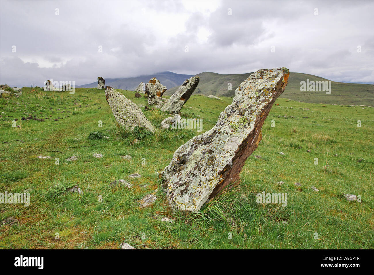 Zorats Karer, Karahunj - Ancient ruins in Armenia Stock Photo