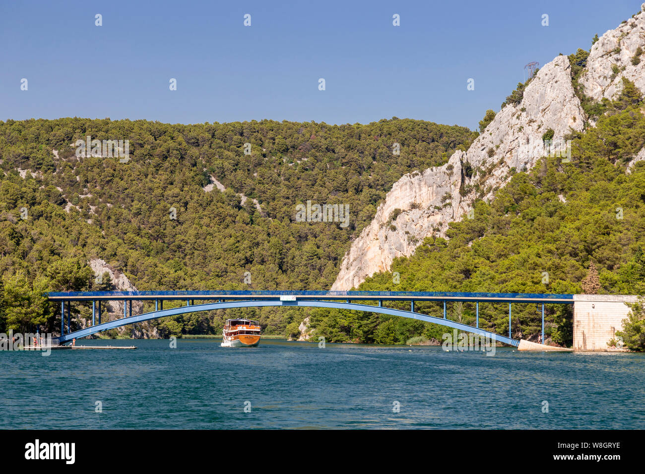 Bridge over the river Krka in the Krka National Park, Croatia Stock Photo