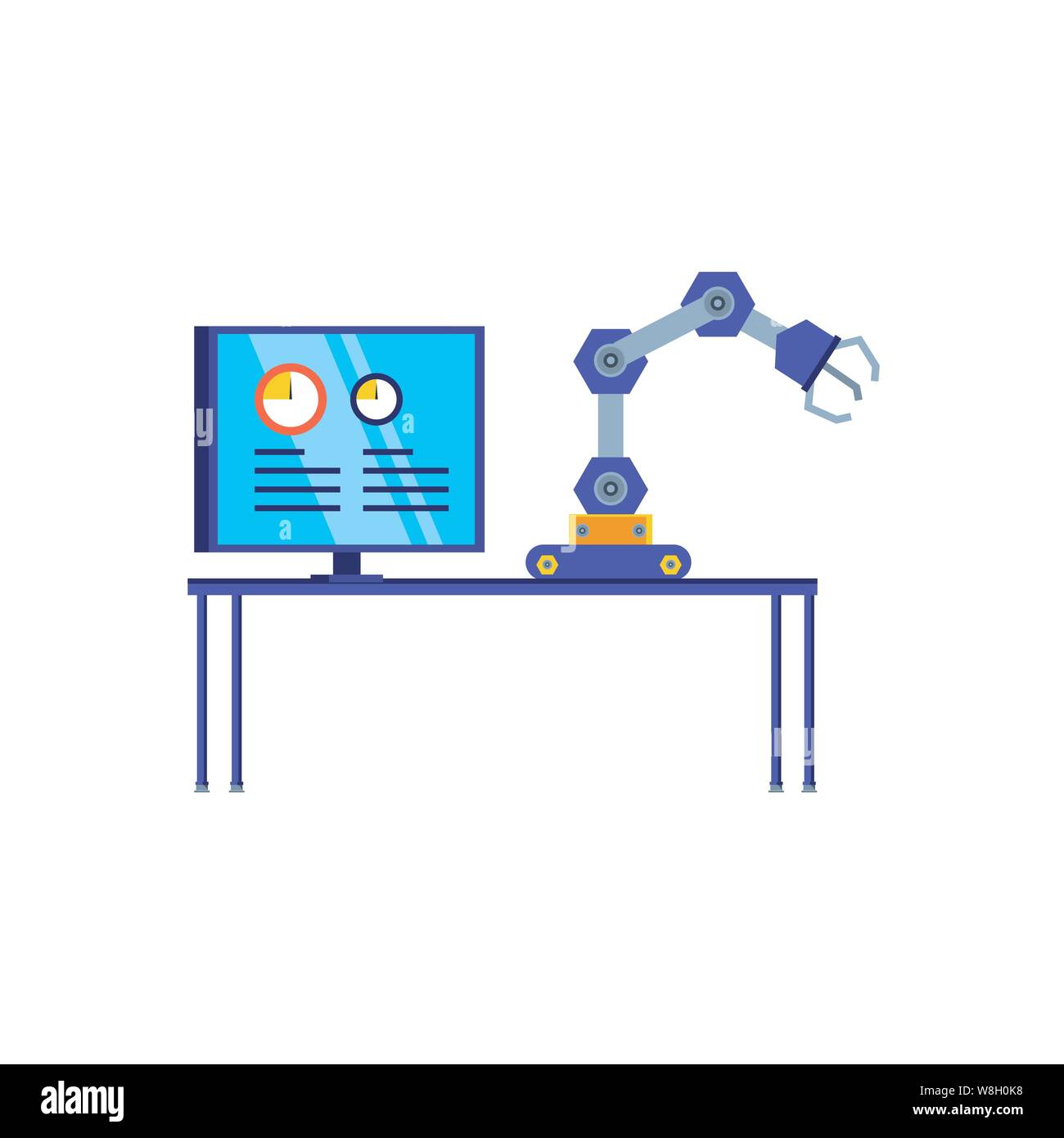 robotic hand industrial with computer display vector illustration ...