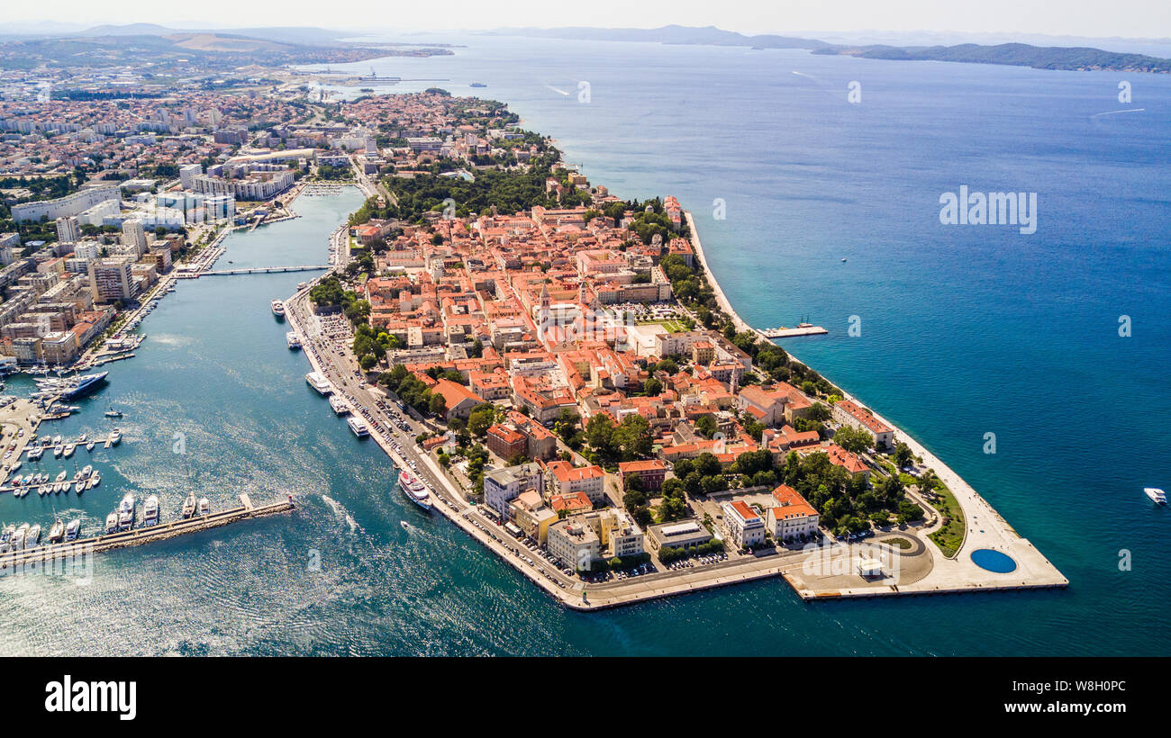 Aerial view of the old city Zadar. Stock Photo