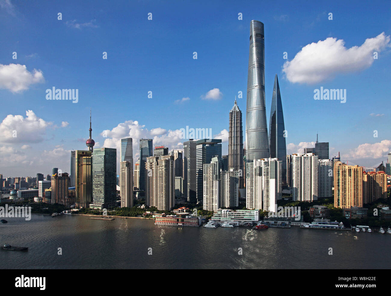 View of Huangpu River and the Lujiazui Financial District with the ...