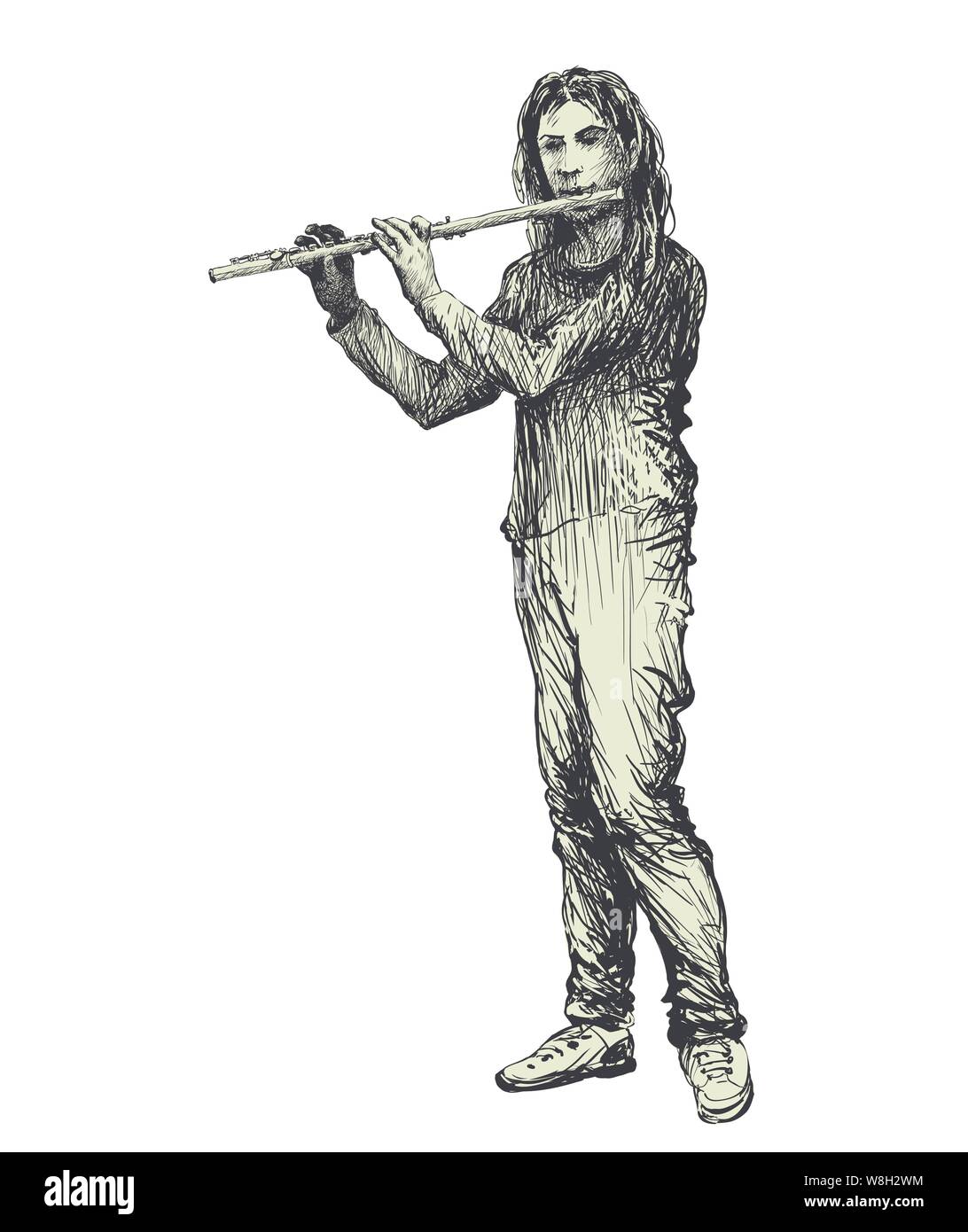 Flute Player Drawing