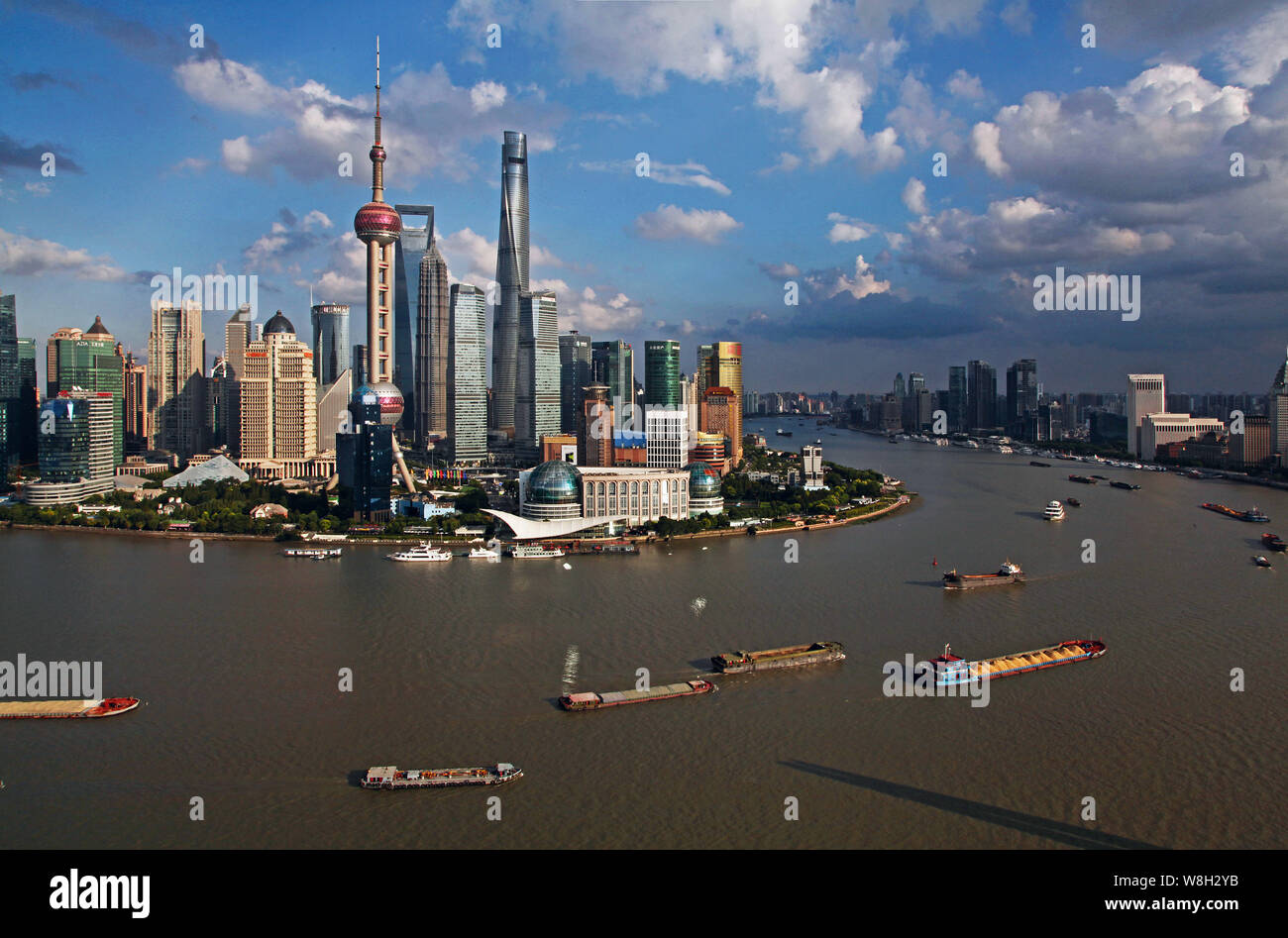 View of Huangpu River and the Lujiazui Financial District with the ...