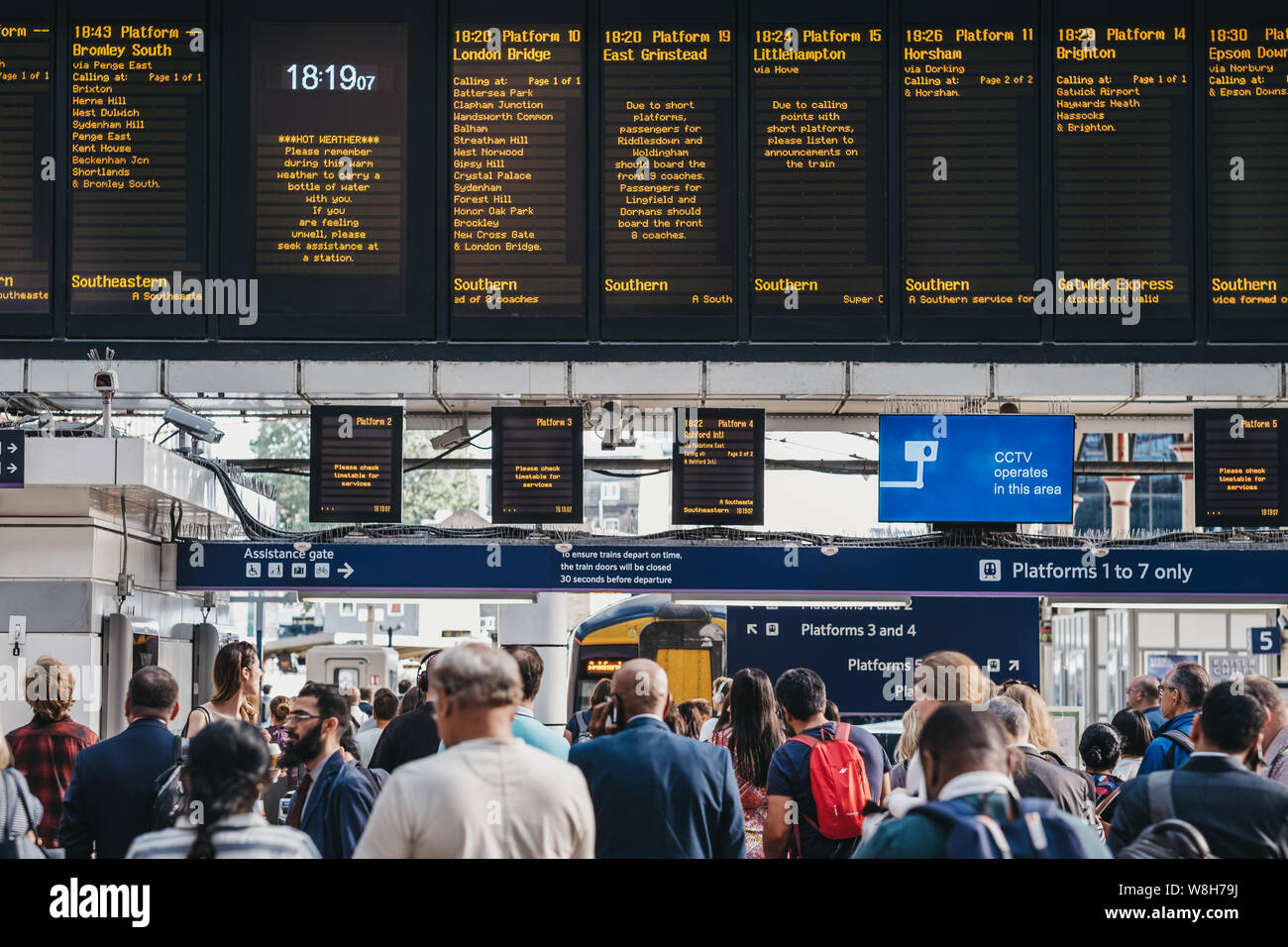 London, UK July 16, 2019 People waiting for the platform