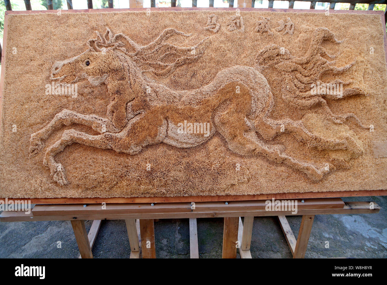 View of the toothpickmade 3D horse painting created by 38yearold Liu Xuedong in Changchun