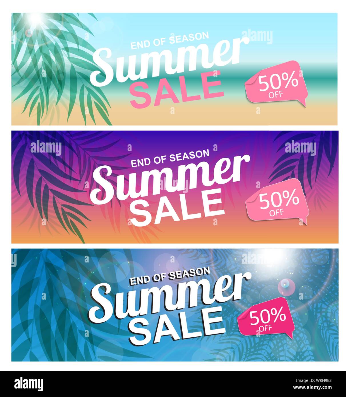 Abstract Summer Sale Background Card Poster Collection Set. Vector ...