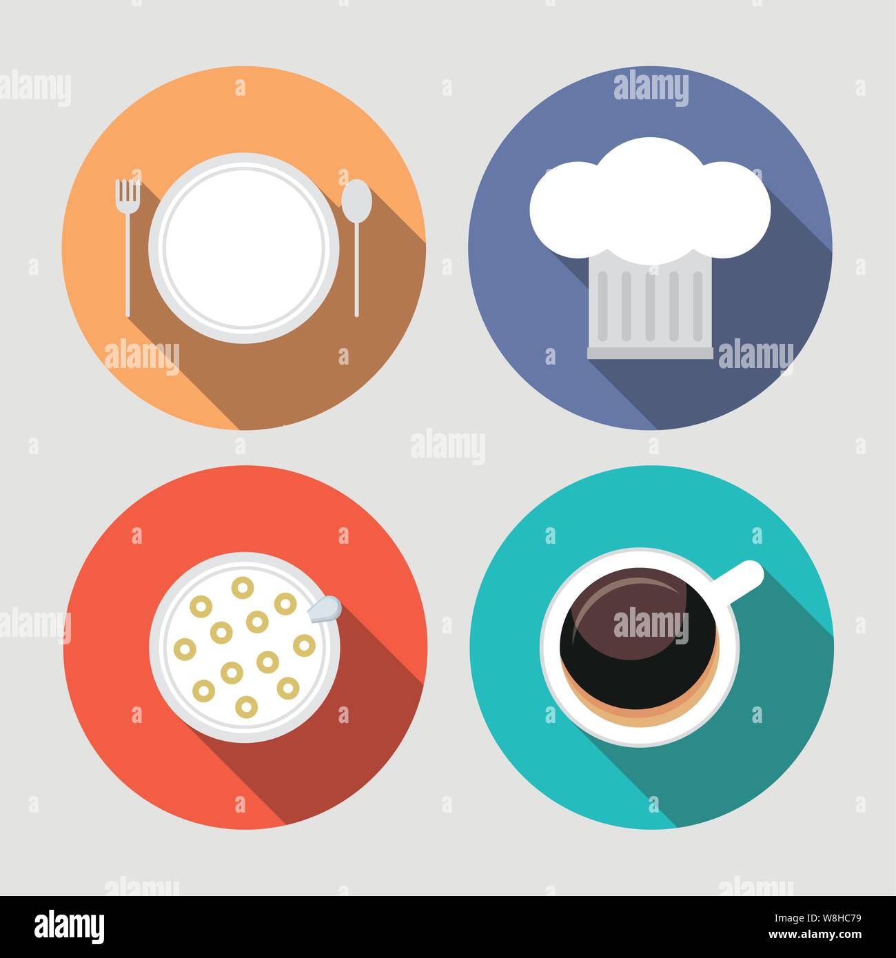 breakfast cooking icons flat design Stock Vector Image & Art - Alamy