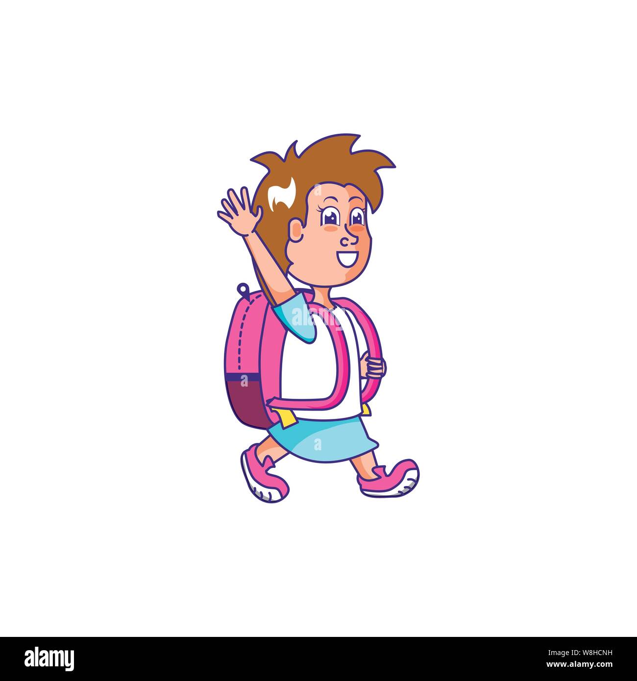 cute little student girl with school bag vector illustration design ...