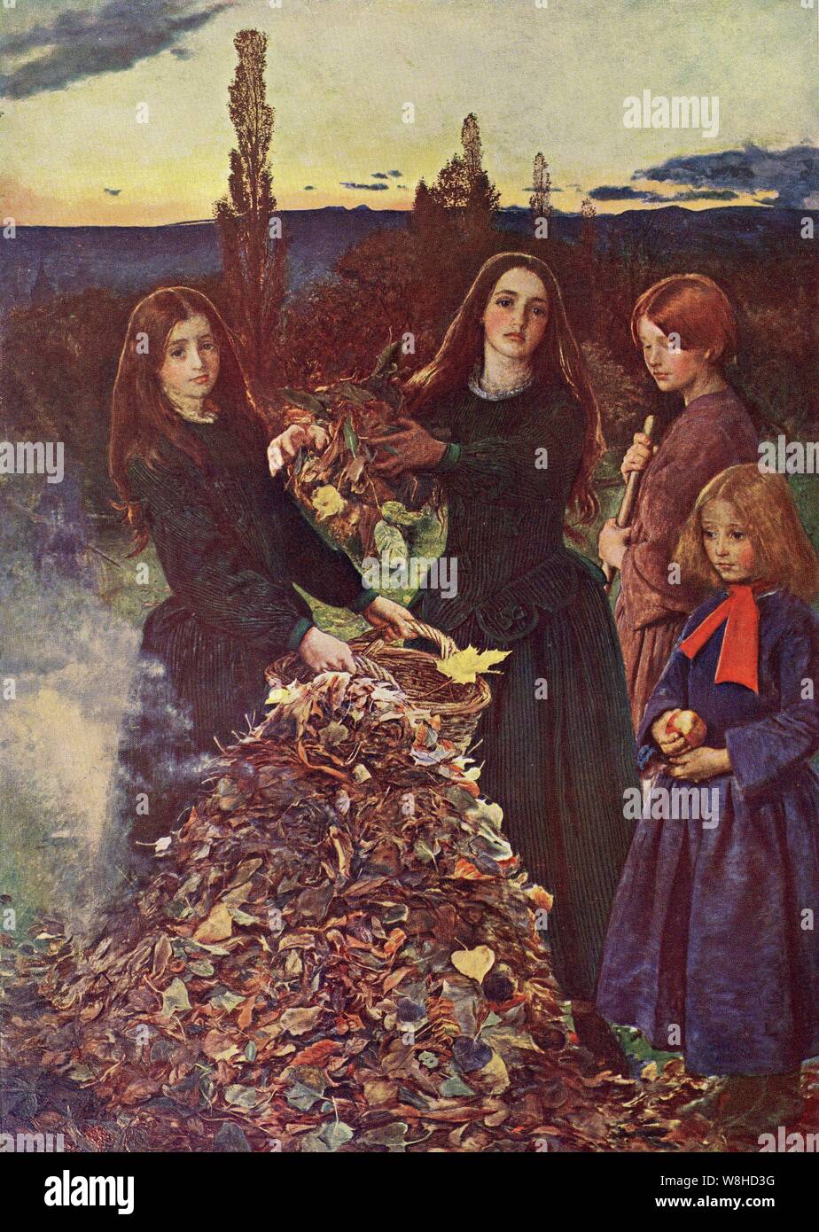 Autumn Leaves by Sir J E Millais - 1856 (exhibited) Stock Photo