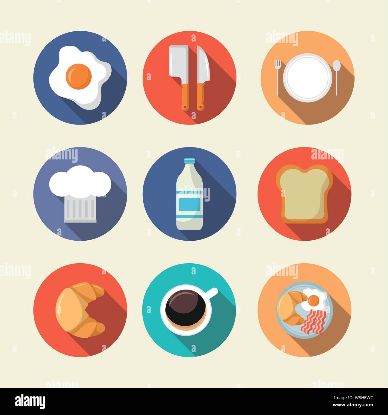breakfast cooking icons flat design Stock Vector Image & Art - Alamy