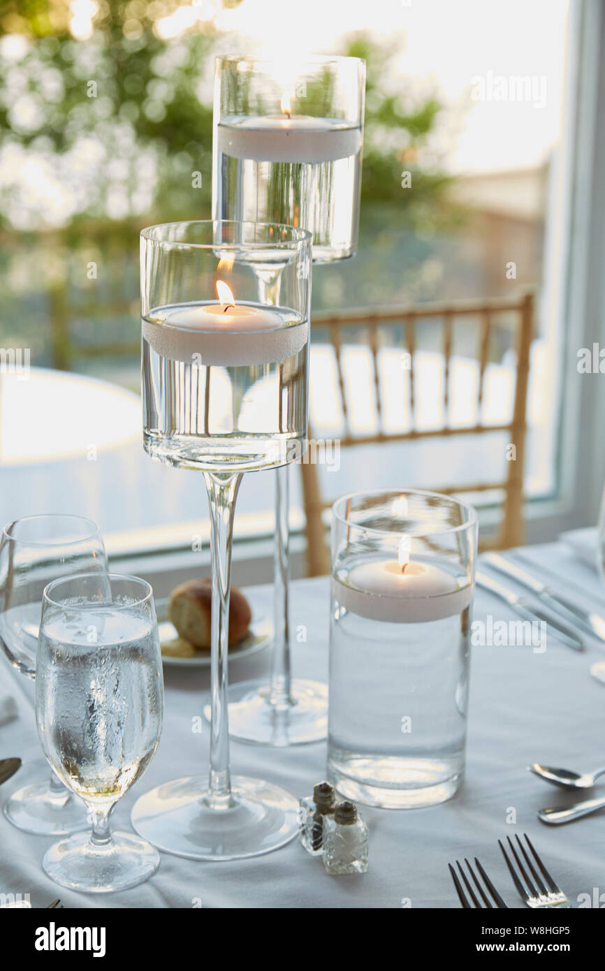 Candles On Wedding Reception Table Stock Photo 263459117 Alamy
