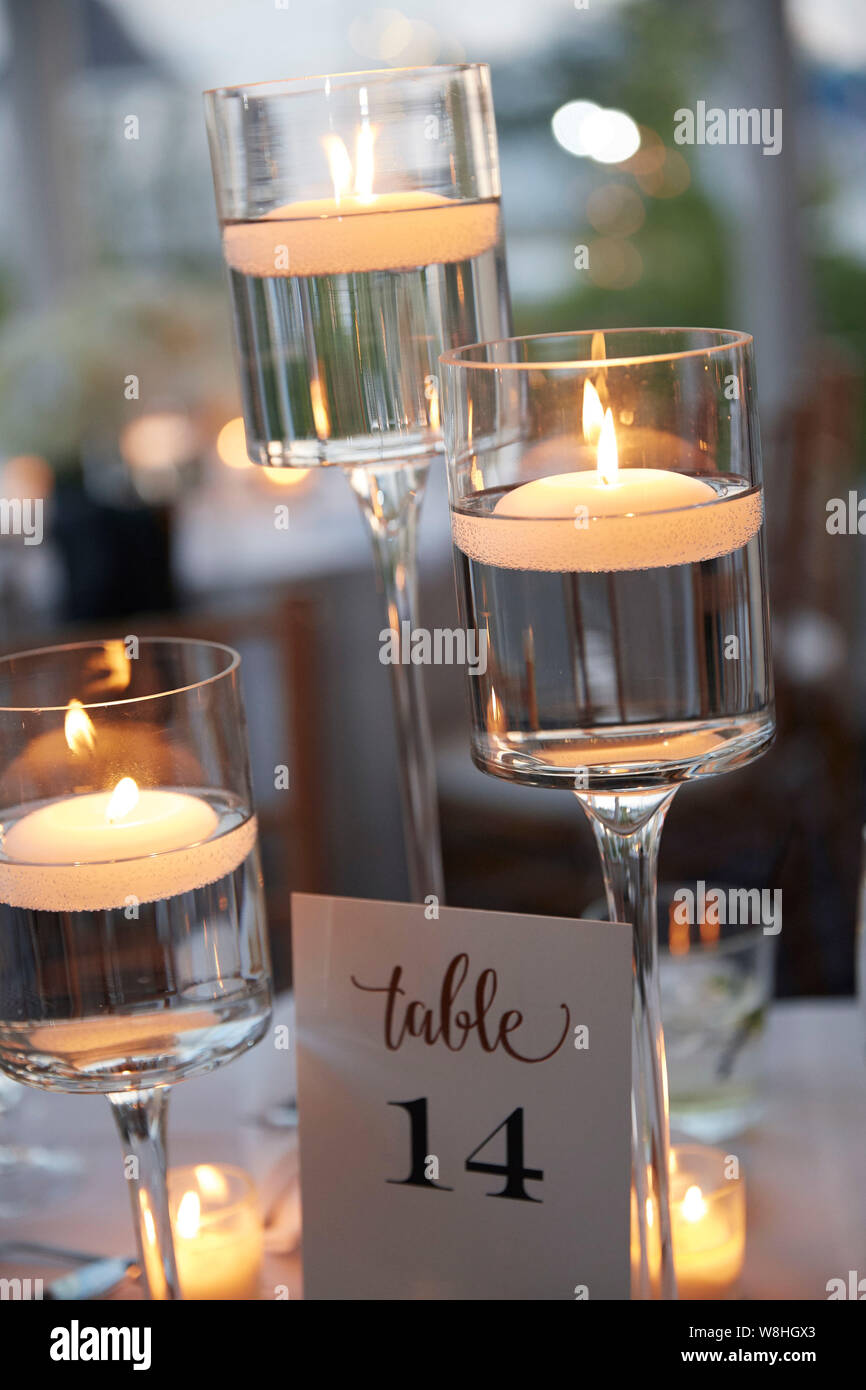 Candle Light at Wedding Reception Stock Photo