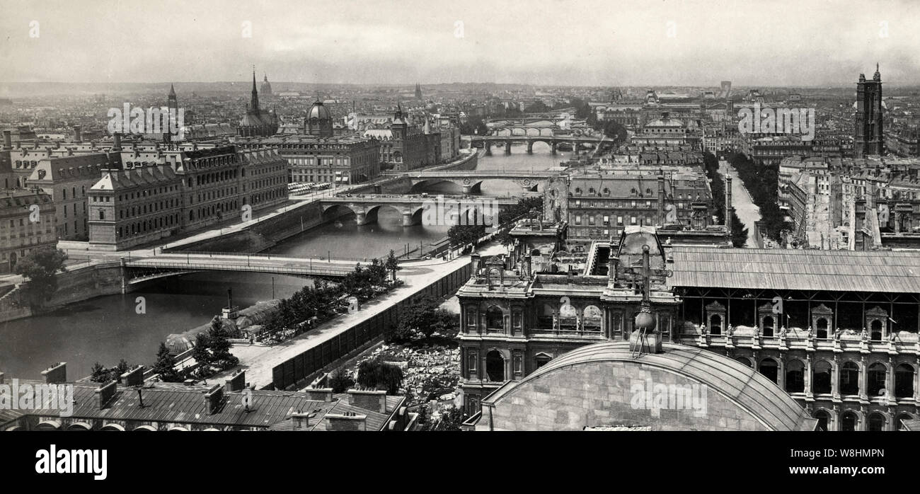 Paris Centre Inbetween Rivers Paris the seine river 1880 hi-res stock photography and images - Alamy
