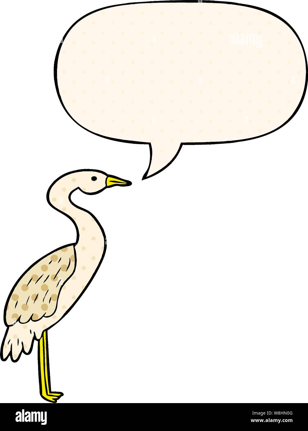 cartoon stork with speech bubble in comic book style Stock Vector