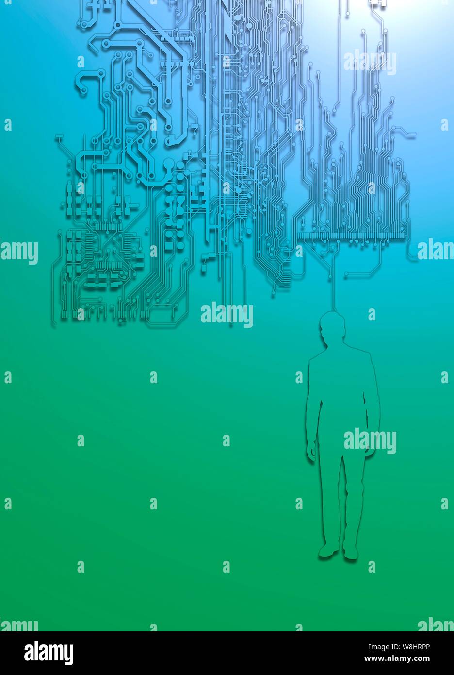 Human figure and circuit board, illustration Stock Photo - Alamy