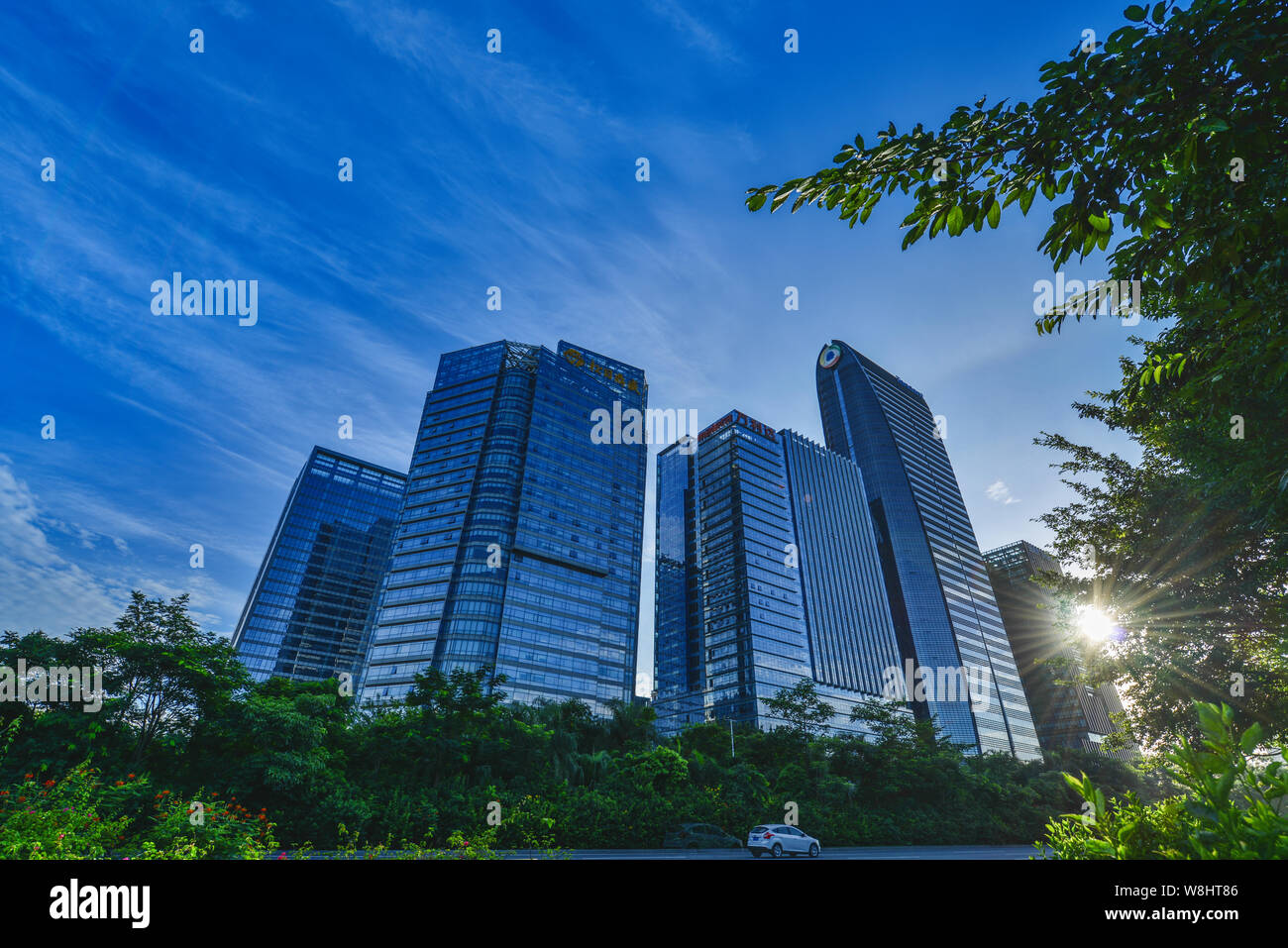 --FILE--View of the headquarters building of Tencent, tallest, and other office buildings in Shenzhen city, south China's Guangdong province, 19 July Stock Photo