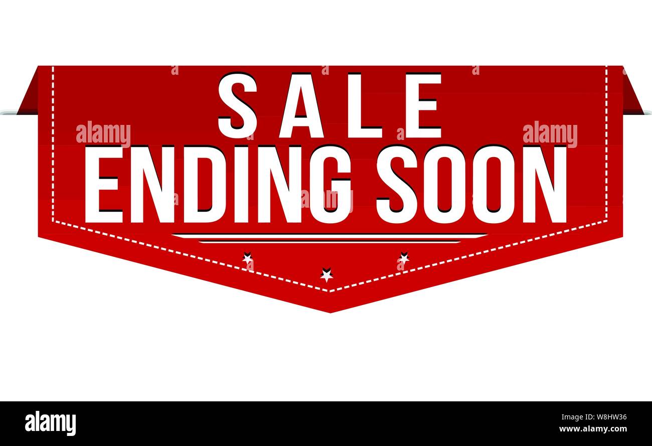 Sale ending soon banner design on white background, vector illustration