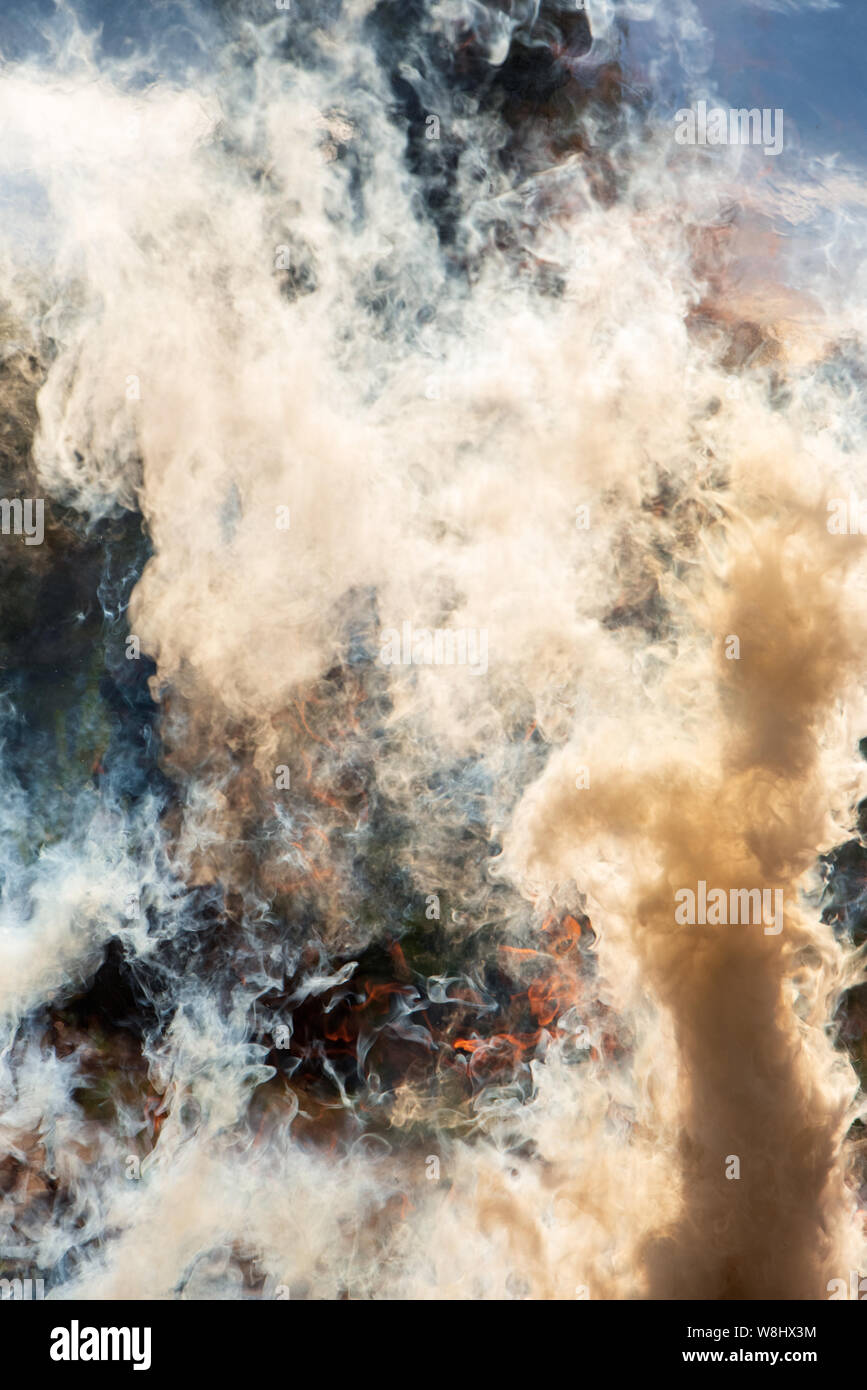 Smoke and flames, fire background Stock