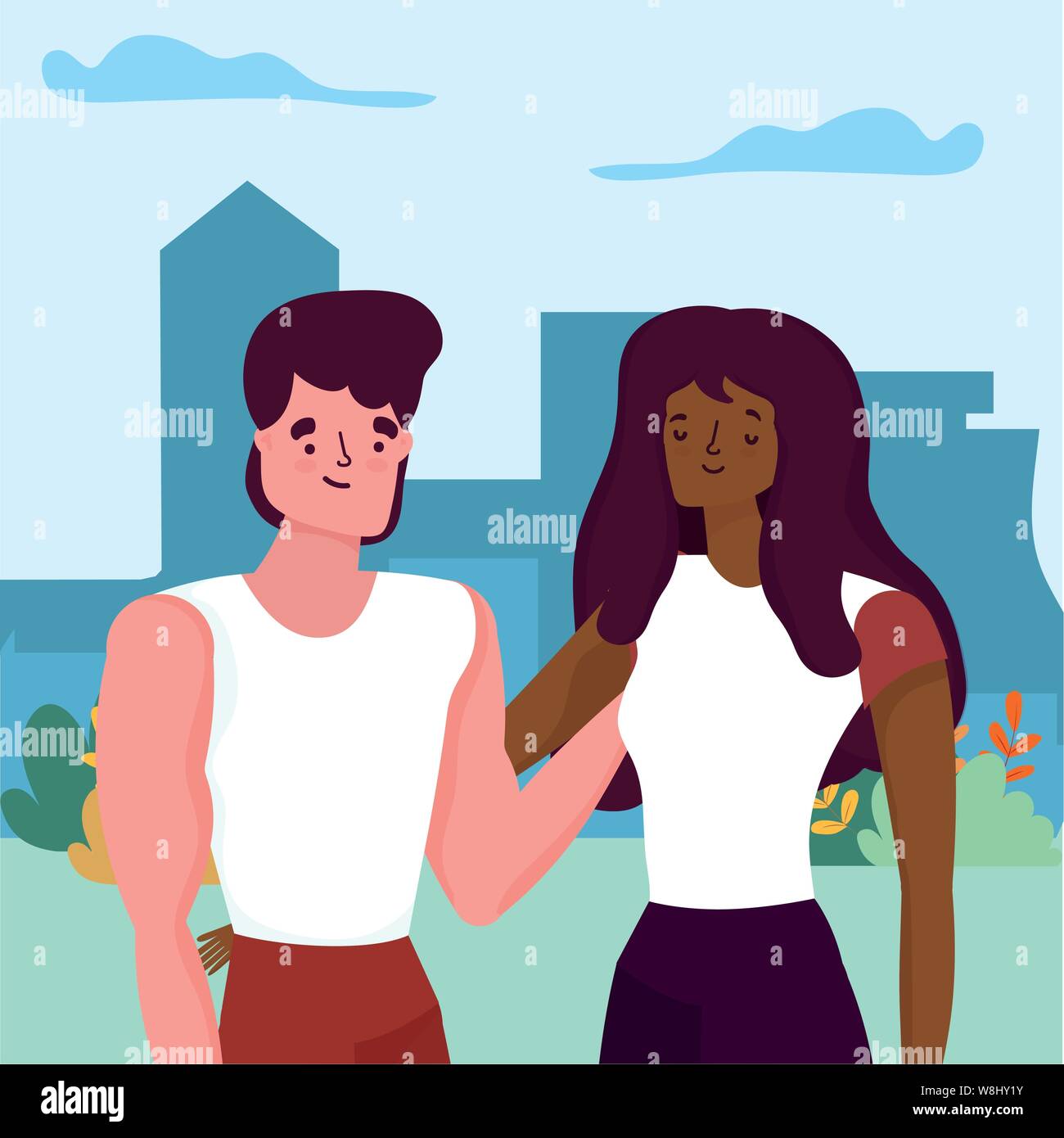 Couple of woman and man cartoon design, Relationship love romance ...