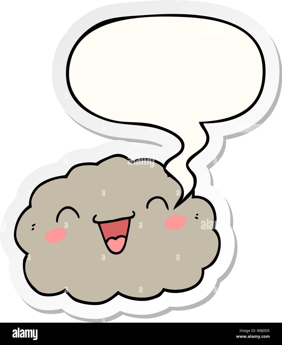 happy cartoon cloud with speech bubble sticker Stock Vector Image & Art ...
