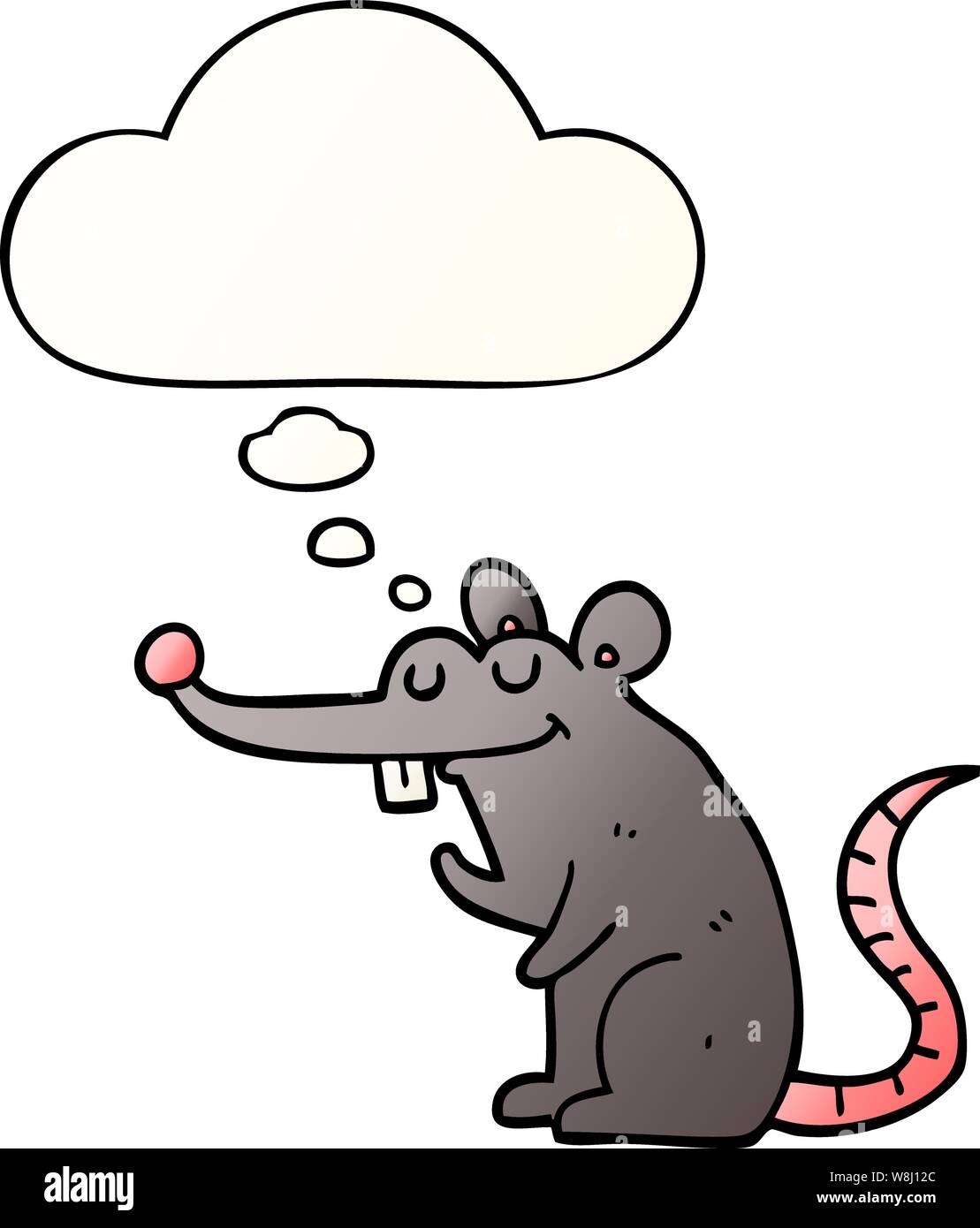 cartoon rat with thought bubble in smooth gradient style Stock Vector