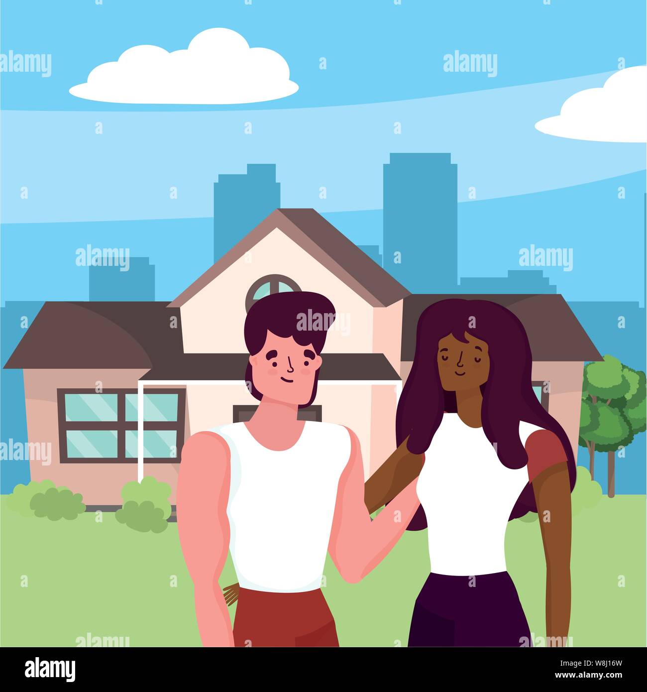 Couple of woman and man cartoon design, Relationship love romance ...