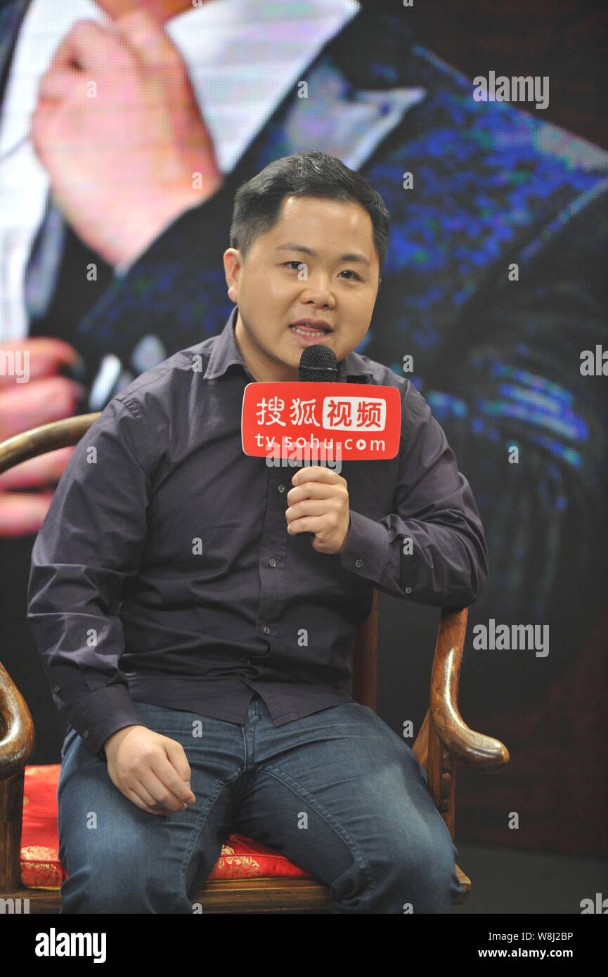 American actor Matthew Moy speaks during the live broadcast for talk ...