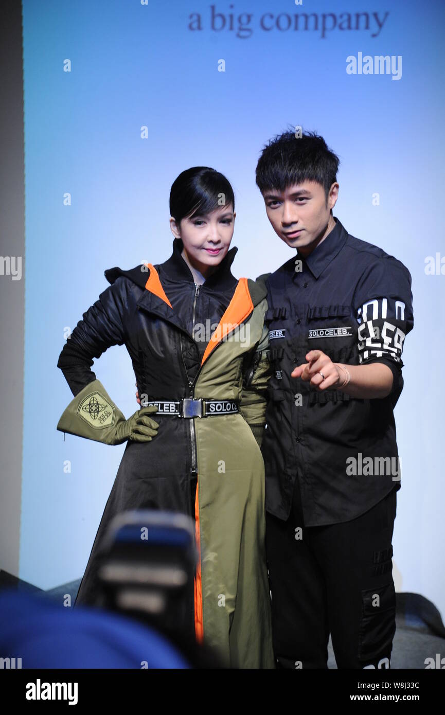 Hong Kong singer and actor Leo Ku Kui-kei, right, poses with singer and ...