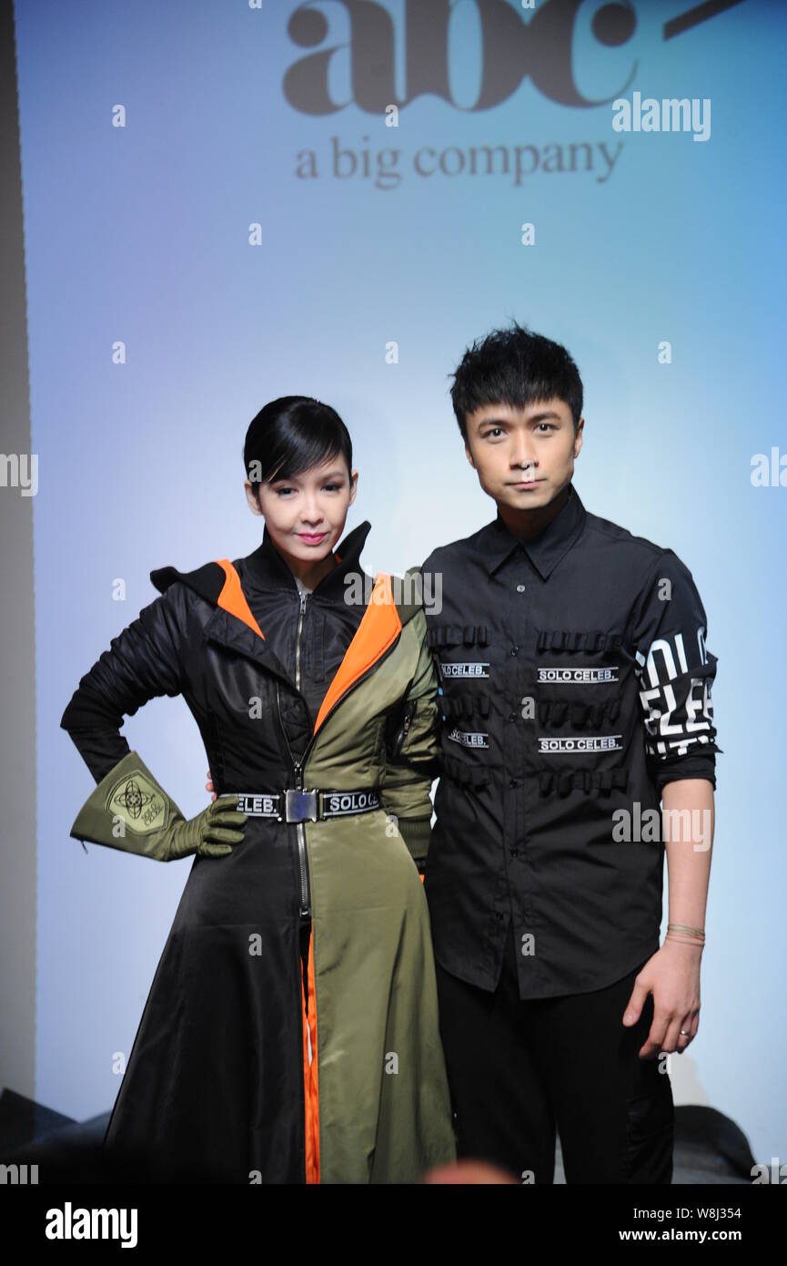 Hong Kong singer and actor Leo Ku Kui-kei, right, poses with singer and ...