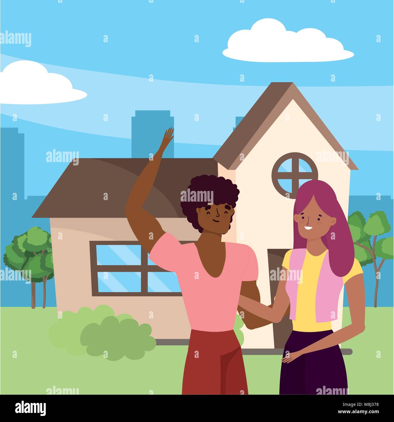 Couple of woman and man cartoon design, Relationship love romance ...