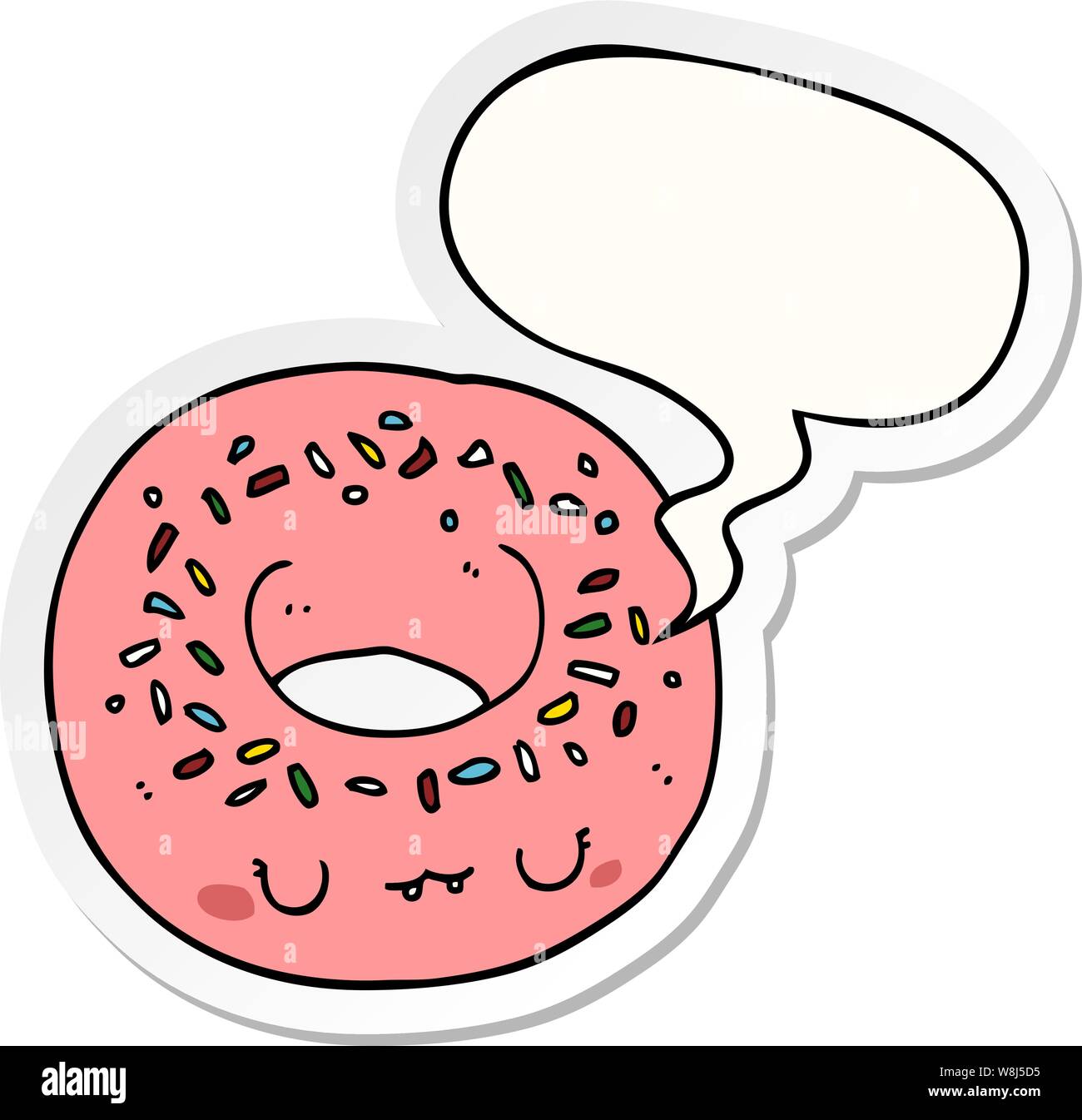 cartoon donut with speech bubble sticker Stock Vector