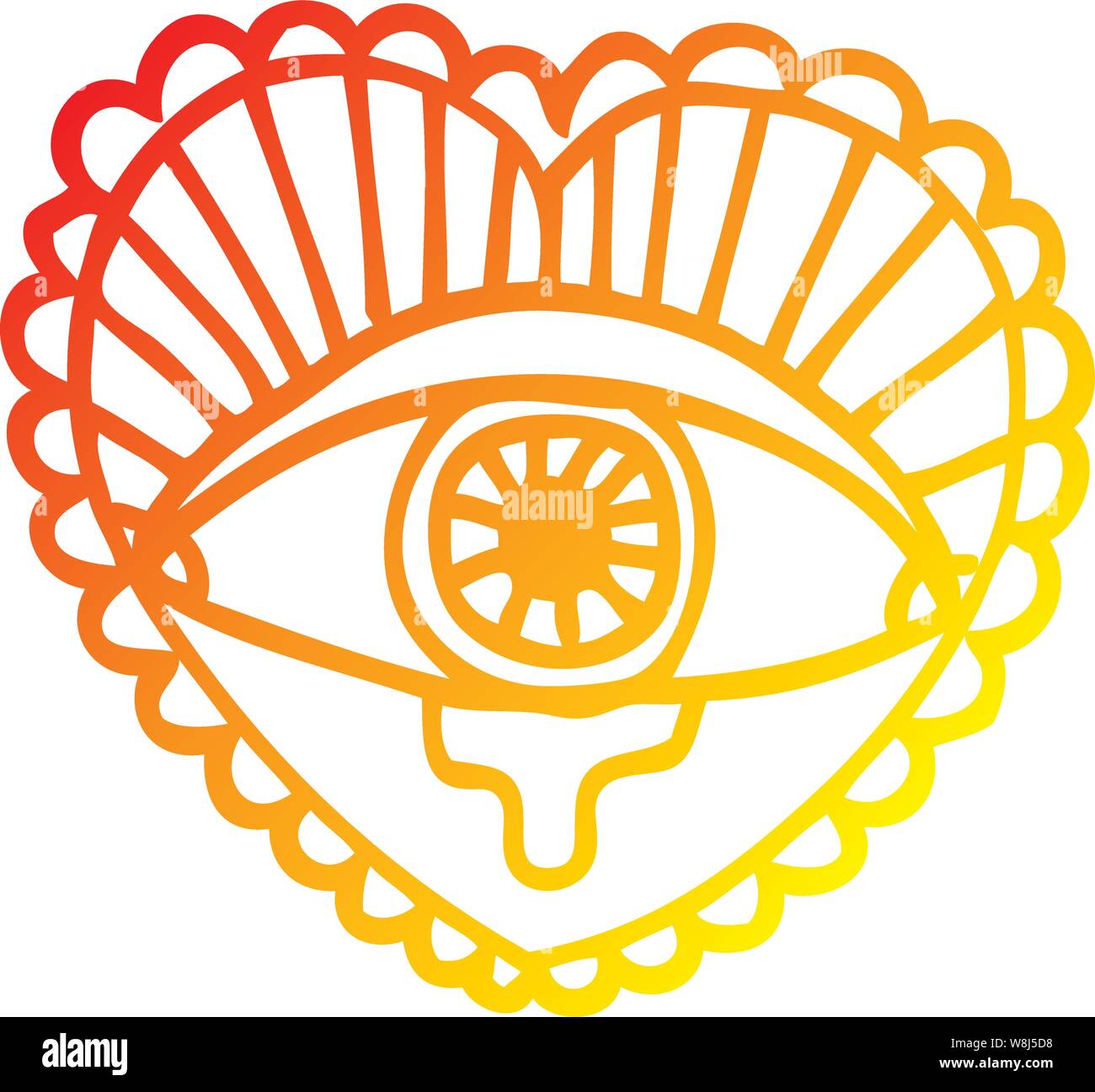 Warm Gradient Line Drawing Of A Cartoon Crying Eye Heart Tattoo Symbol Stock Vector Image Art Alamy