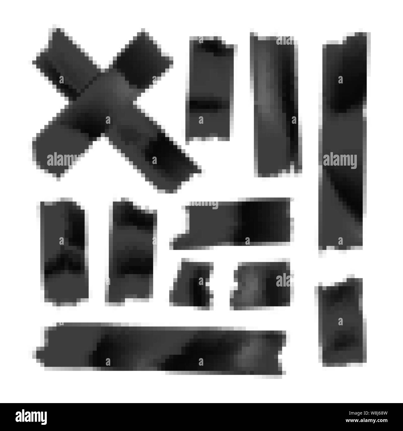 Adhesive tape set. Sticky paper strip isolated on white background