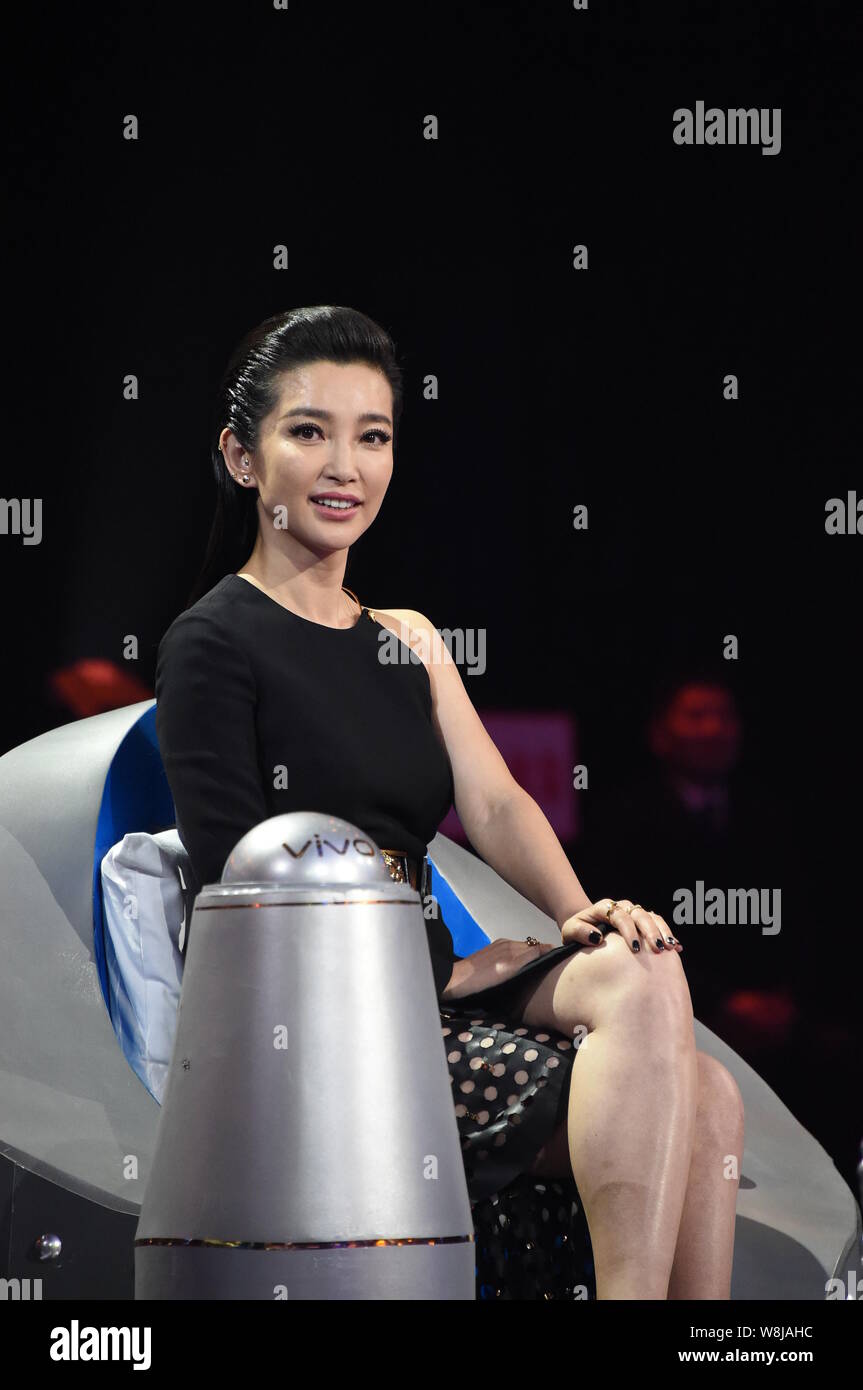 Chinese actress Li Bingbing smiles during a press conference for TV