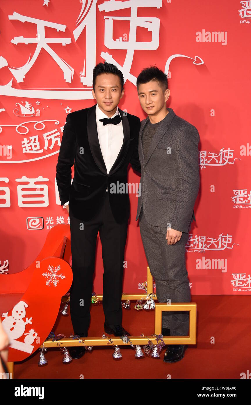 Chinese actor Deng Chao, left, poses with Taiwanese singer and actor ...