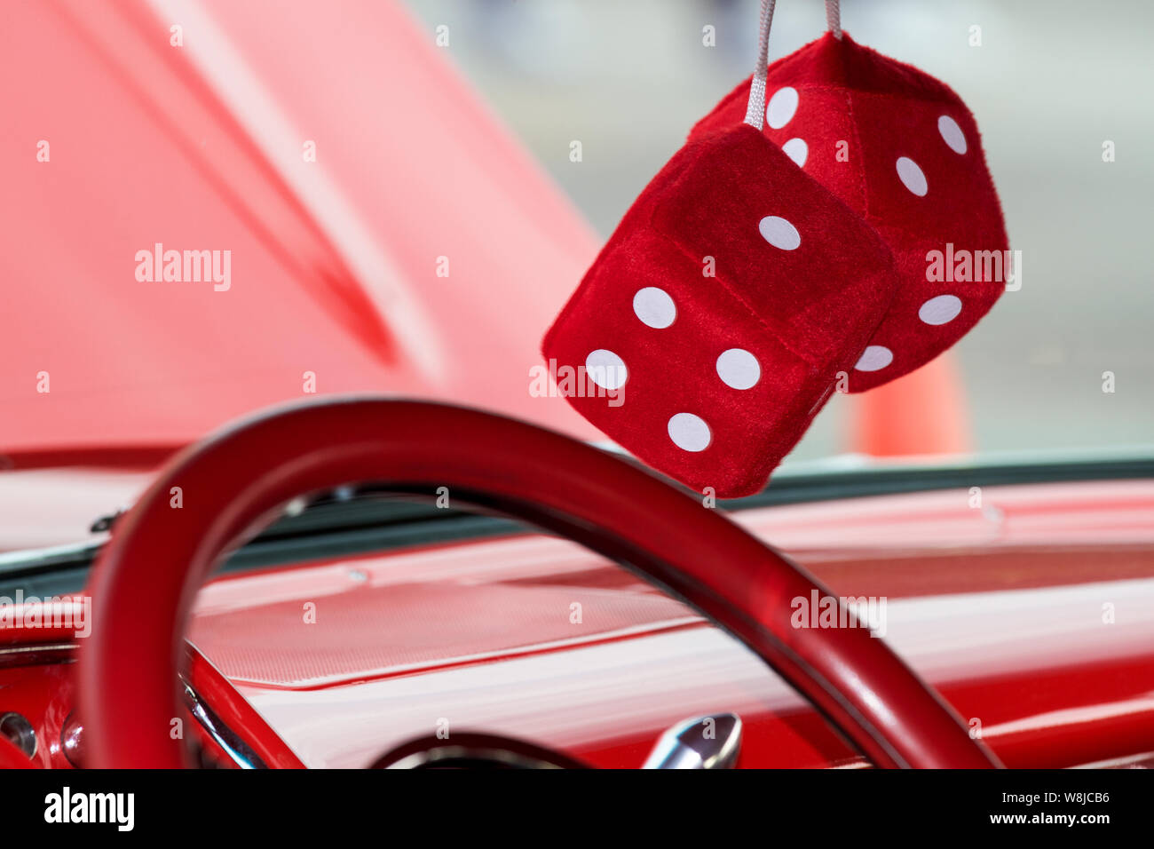Red Fuzzy Dice Stock Photo - Download Image Now - Car, Fuzzy Dice