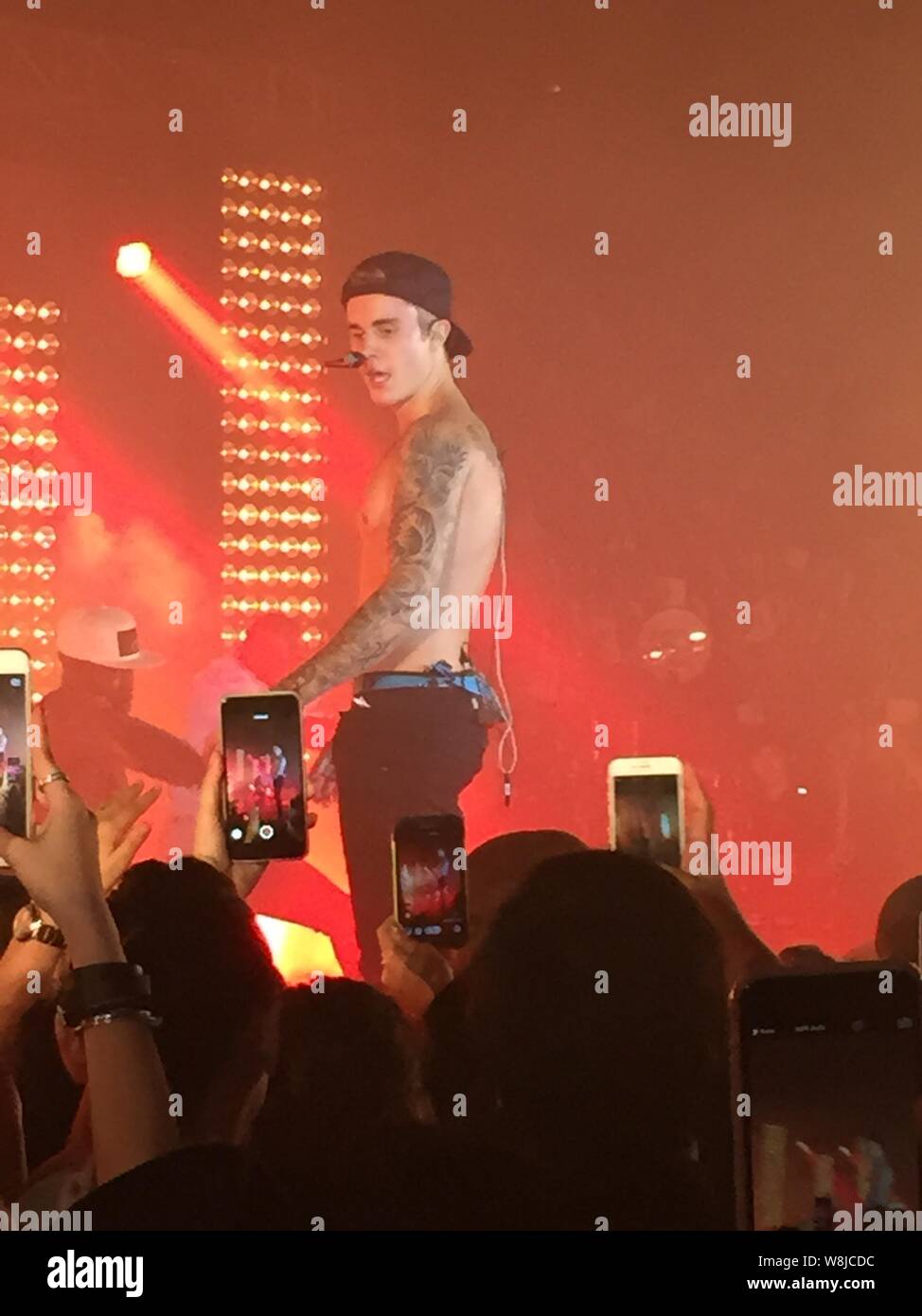 Canadian singer Justin Bieber performs at a concert during the Calvin Klein  Jeans Music Festival in Hong Kong, China, 11 June 2015 Stock Photo - Alamy