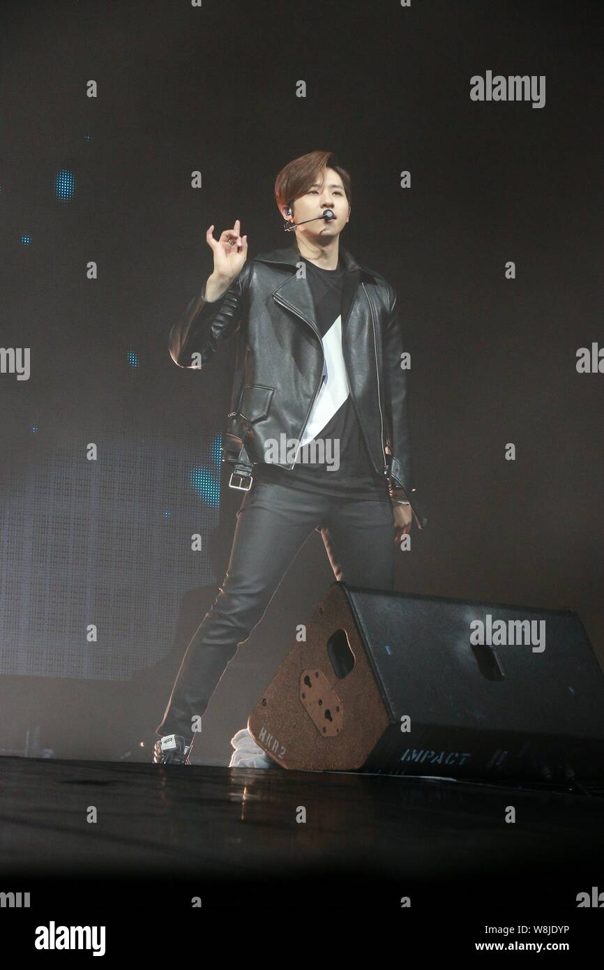 A member of South Korean boy group B1A4 performs at their concert in ...
