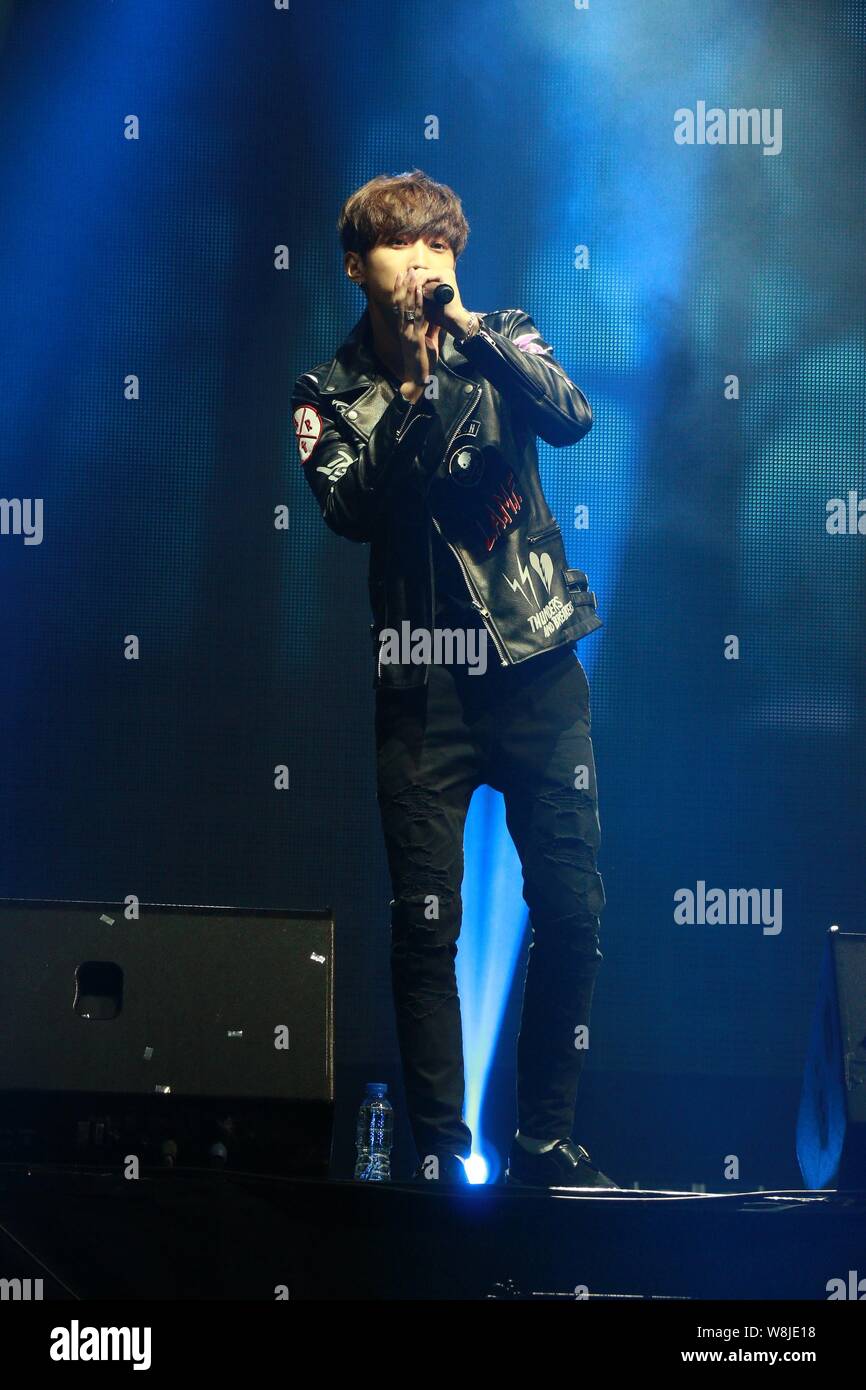 A Member Of South Korean Boy Group B1a4 Performs At Their Concert In Hong Kong China 29 November 2015 Stock Photo Alamy